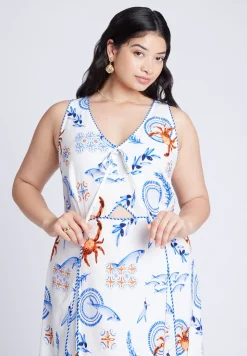 Roping Detail Printed Maxi Dress