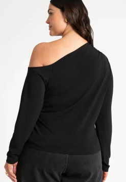 Ruched One Shoulder Tee With Thumbhole sleeve