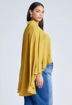 Ruffle Detail Asym Cape