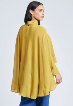 Ruffle Detail Asym Cape