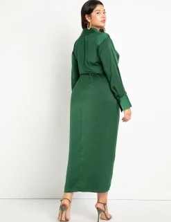 Satin Maxi Wrap Dress