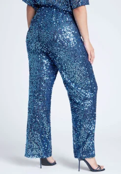 Sequin Open Mesh Straight Leg Pant