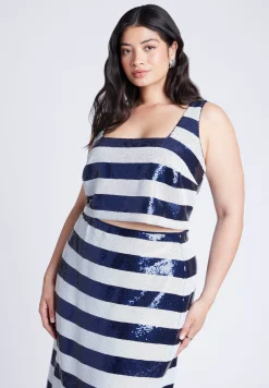 Sequin Striped Crop Top