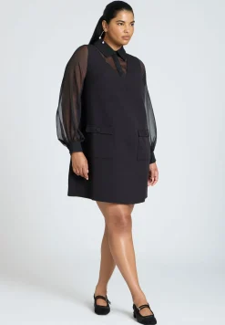 Sheer Sleeve Shirt Dress