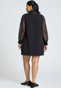 Sheer Sleeve Shirt Dress