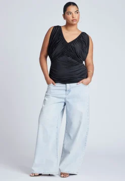 Shirred Bust V-Neck Top