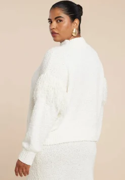 Shoulder Fringe Detail Sweater