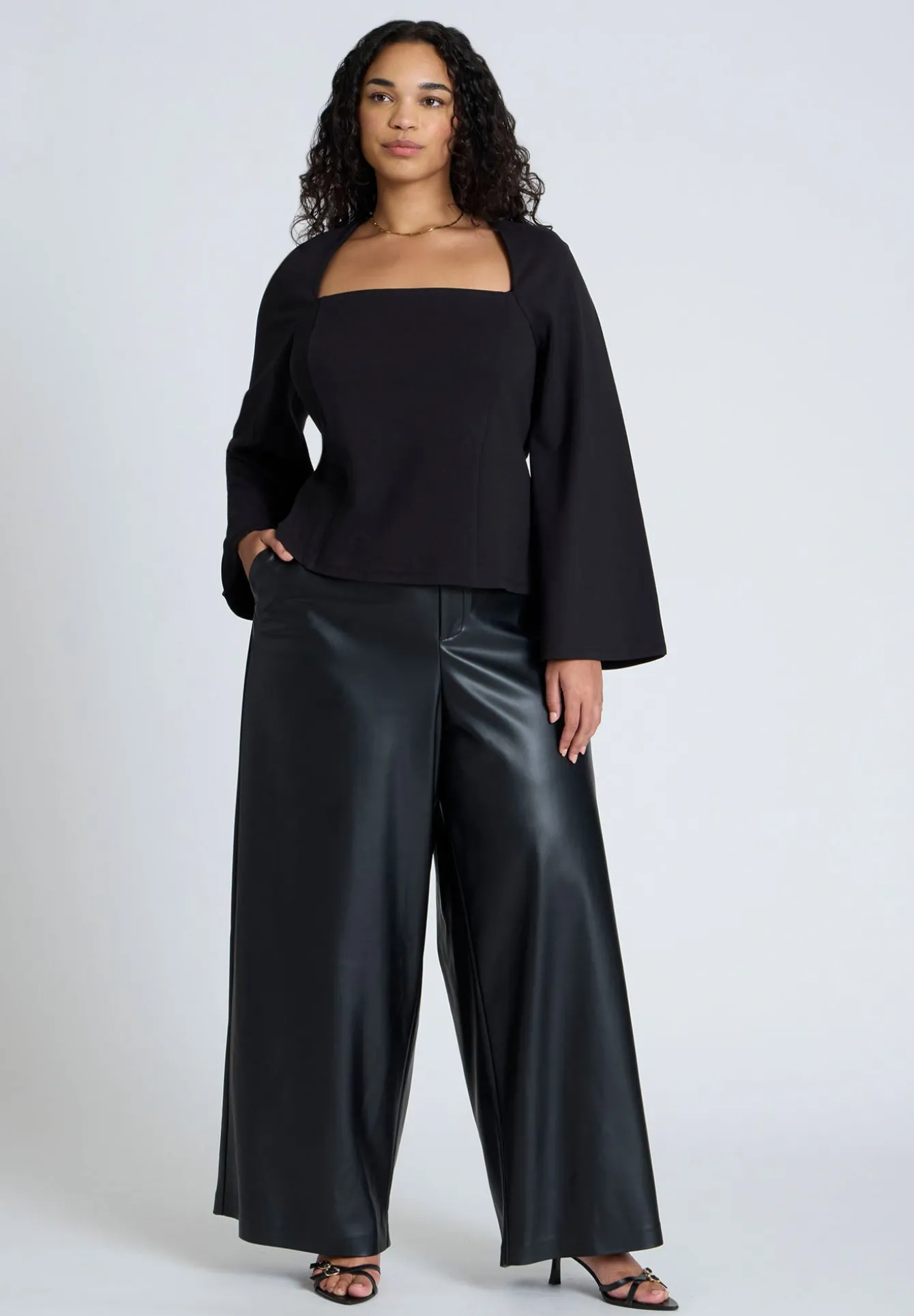 Square Neck Seam Detail Top