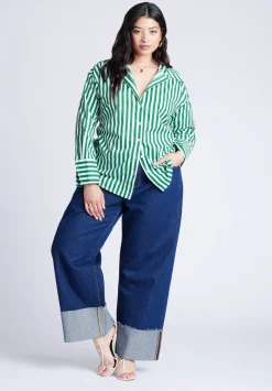 Striped Tie Back Button Up Top