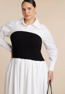 Sweater Twofer Shirt Dress