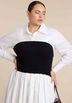 Sweater Twofer Shirt Dress