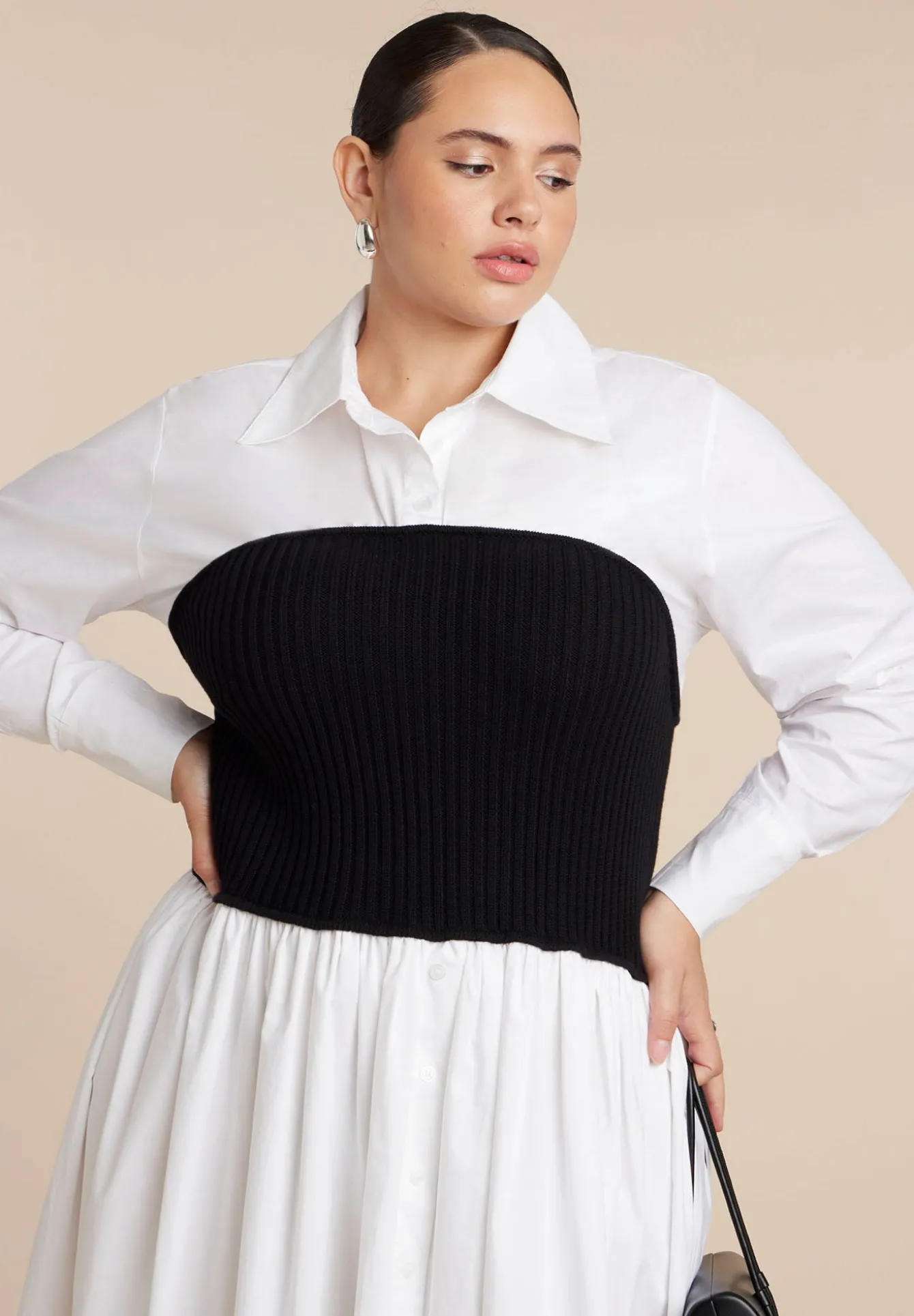 Sweater Twofer Shirt Dress