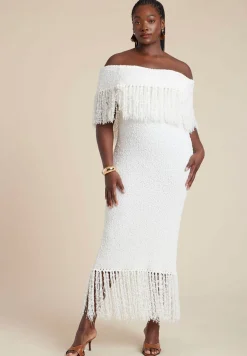 Textured Fringe Sweater Dress