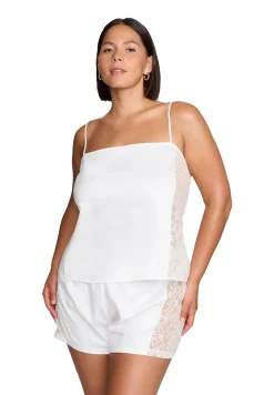 The Lace Panel Tank - Recycled Satin