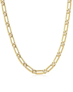 The Two-Tone Pave Link Necklace- Gold