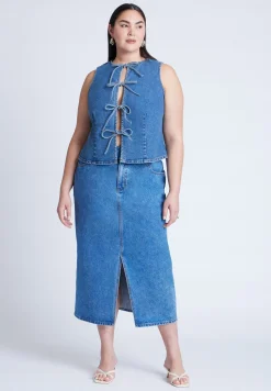 Tie Front Denim Vest
