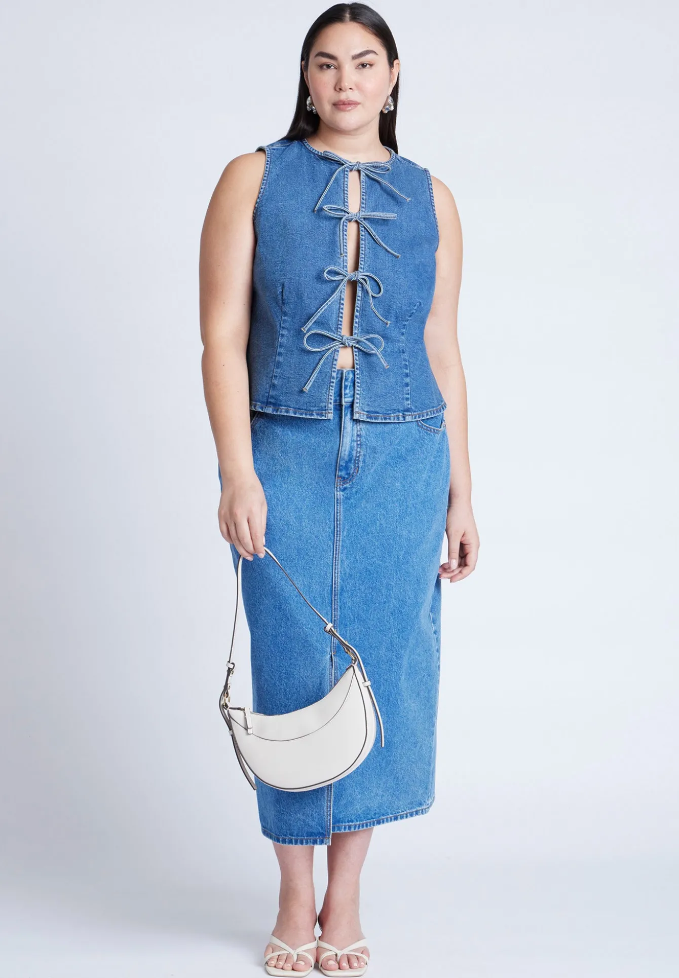 Tie Front Denim Vest