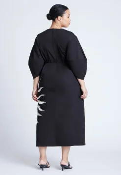 Twist Detail Printed Column Dress
