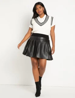 Vegan Faux Leather Pleated Skirt