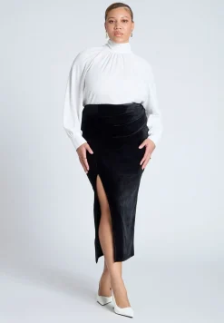 Velvet Maxi Skirt With Slit