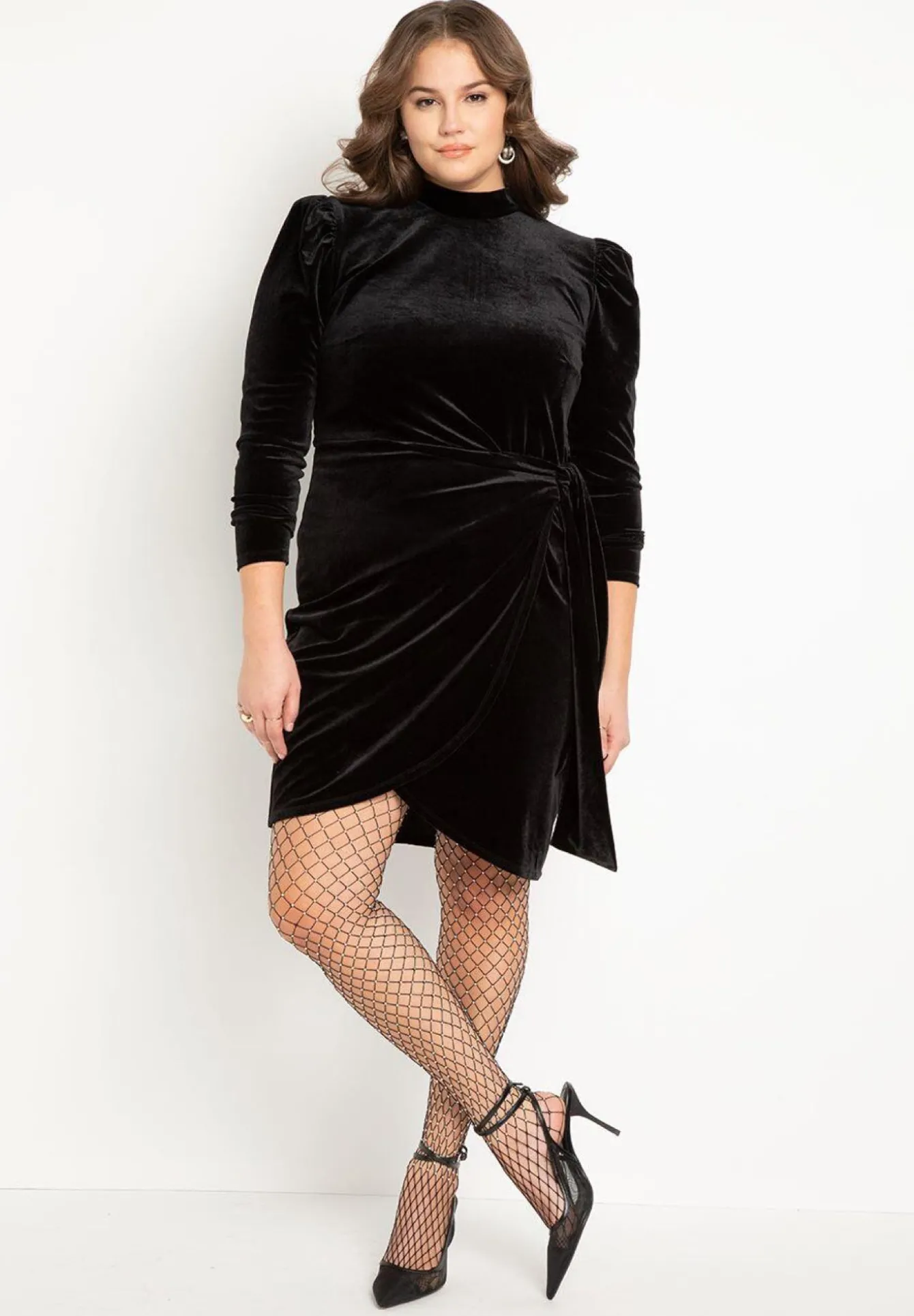 Velvet Mini Dress with Wrap Skirt